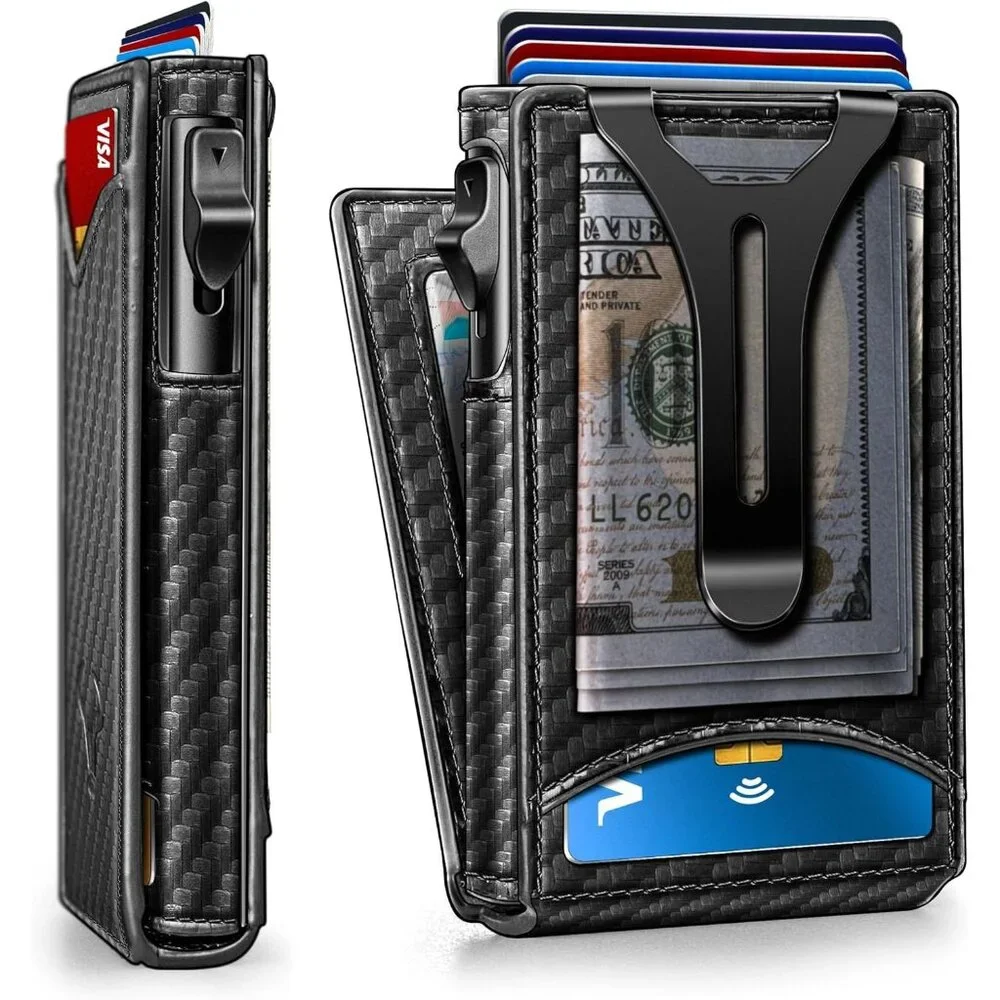 Men Wallet Money Clip Wallet Slim For Gift Men 9Cards-Metal Credit Card Case